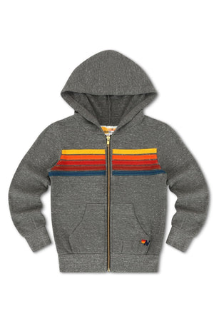KID'S 5 STRIPE HOODIE - HEATHER GREY