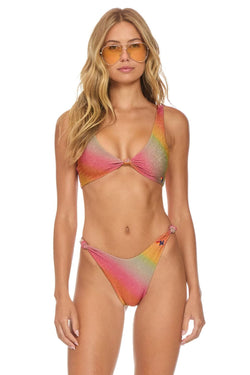 SPARKLE RIVIERA KNOT CHEEKY BIKINI BOTTOMS - RAINBOW Swim Aviator Nation 