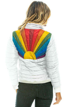 SUNBURST JACKET - GLOSSY WHITE Women's Outerwear Aviator Nation 