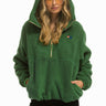 TEDDY UNISEX HOODED HALF ZIP JACKET - GARDEN GREEN Women's Outerwear Aviator Nation 