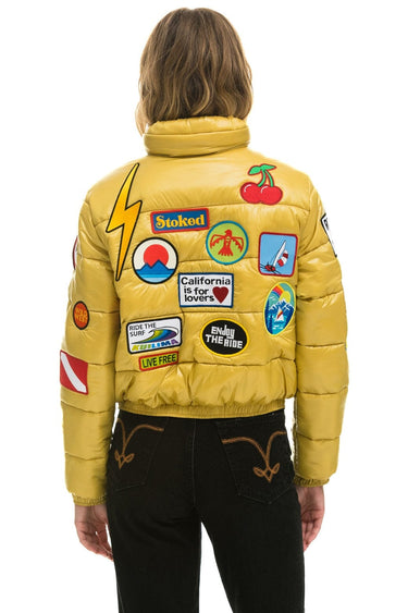 VINTAGE APRES PUFFER JACKET -KHAKI GLOSSY Women's Outerwear Aviator Nation 