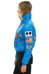 VINTAGE DENIM APRES PUFFER JACKET - BLUE CINA GLOSSY Women's Outerwear Aviator Nation 