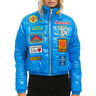 VINTAGE PATCH APRES PUFFER JACKET - BLUE CINA GLOSSY Women's Outerwear Aviator Nation 