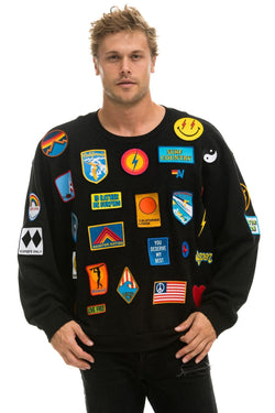 VINTAGE PATCH RELAXED CREW SWEATSHIRT - BLACK Sweatshirt Aviator Nation 