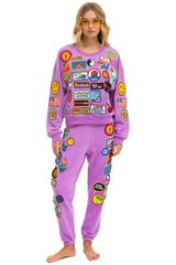 VINTAGE PATCH RELAXED CREW SWEATSHIRT - NEON PURPLE Sweatshirt Aviator Nation 