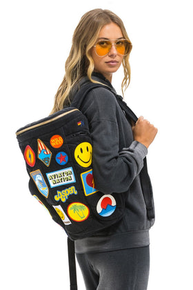 VINTAGE PATCH DENIM PUFFER BACKPACK