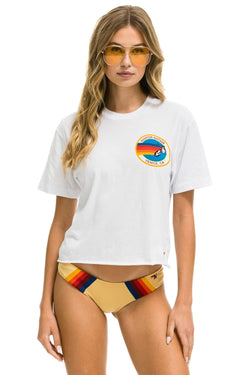 AVIATOR NATION SMALL LOGO BOYFRIEND TEE - WHITE Boyfriend Tee Aviator Nation 