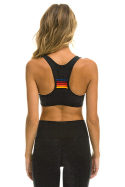 BOLT EMBROIDERY SPORTS BRA - CHARCOAL Sports Bra Aviator Nation 
