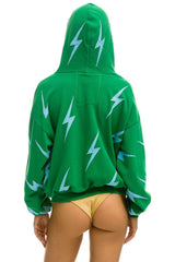 BOLT STITCH REPEAT RELAXED ZIP HOODIE WITH POCKET ZIPPERS - KELLY GREEN // BLUE Hoodie Aviator Nation 