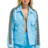 BOLT STRIPE OVERSIZED CUTOFF DENIM JACKET - SKY Denim Jacket Aviator Nation 