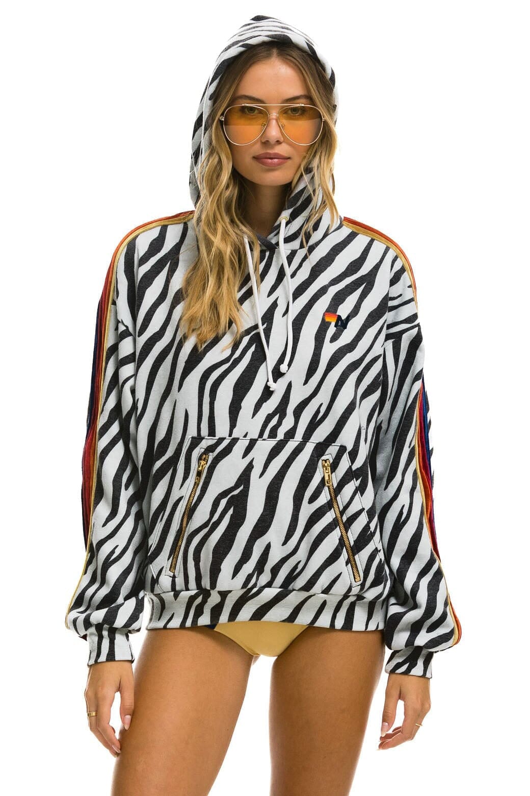 CLASSIC RELAXED PULLOVER HOODIE WITH ZIPPER POCKETS - ZEBRA Hoodie Aviator Nation 