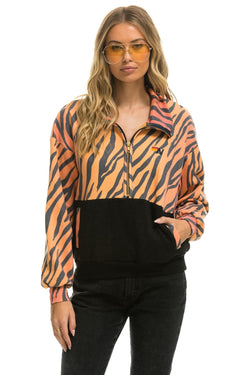 FLEECE UNISEX HALF ZIP COLOR BLOCK JACKET - TIGER Unisex Outerwear Aviator Nation 
