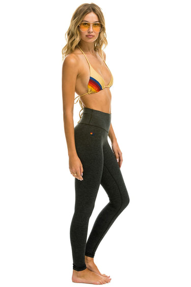 FULL LENGTH HI-RISE BOLT LEGGINGS - CHARCOAL // GOLD Leggings Aviator Nation 
