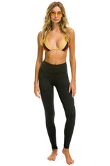 FULL LENGTH HI-RISE BOLT LEGGINGS - CHARCOAL // GOLD Leggings Aviator Nation 