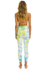 HAND DYED CROPPED HI-RISE LEGGINGS - TIE DYE NEON YELLOW Leggings Aviator Nation 