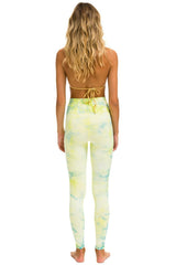 HAND DYED FULL LENGTH HI-RISE LEGGINGS - TIE DYE NEON YELLOW Leggings Aviator Nation 