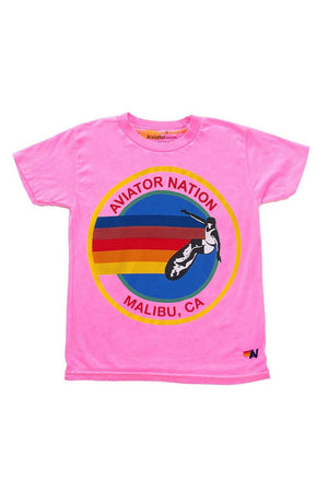 KID'S AVIATOR NATION MALIBU TEE - NEON PINK