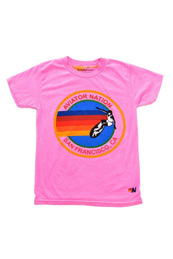 KIDS AVIATOR NATION SAN FRANCISCO CREW TEE - NEON PINK Kid's Tee Aviator Nation 