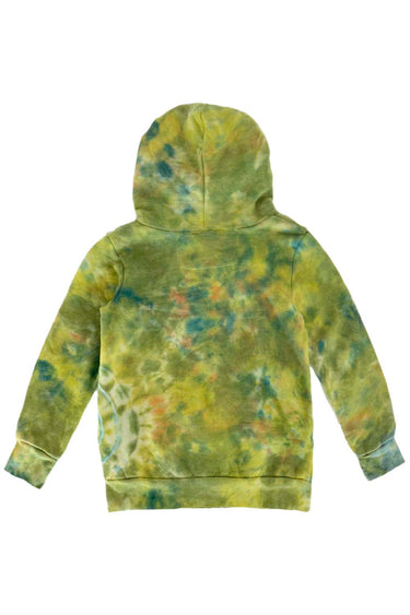 KID'S HAND DYED ZIP HOODIE - TIE DYE GREEN YELLOW Kid's Hoodies Aviator Nation 