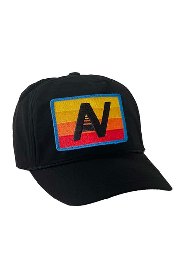 LOGO RAINBOW - VINTAGE NYLON TRUCKER HAT HATS Aviator Nation BLACK 