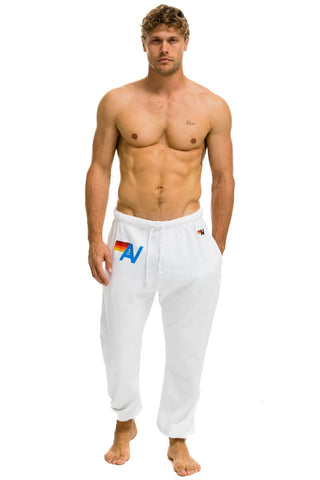 LOGO SWEATPANTS - WHITE Men's Sweatpants Aviator Nation 