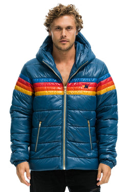 MEN'S 4 STRIPE LUXE TREKKER JACKET - GLOSSY DEEP BLUE Jacket Aviator Nation 