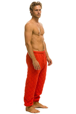 MEN'S QUILTED SWEATPANTS - RED Mens Sweatpants Aviator Nation 