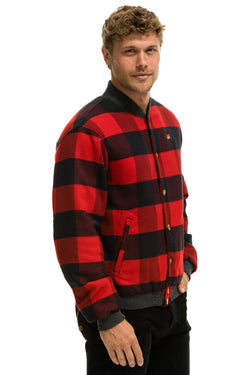 PLAID UNISEX VARSITY JACKET - BUFFALO PLAID Unisex Outerwear Aviator Nation 