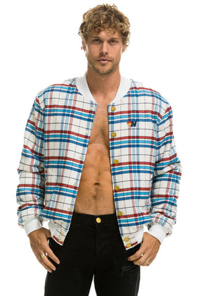 PLAID UNISEX VARSITY JACKET