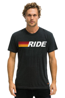 RIDE LOGO WHITE TEE - CHARCOAL Tees Aviator Nation 