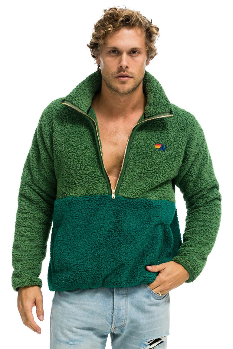 TEDDY UNISEX HALF ZIP COLOR BLOCK JACKET - GARDEN GREEN Jacket Aviator Nation 
