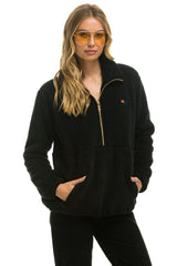 TEDDY UNISEX HALF ZIP JACKET - BLACK Unisex Outerwear Aviator Nation 