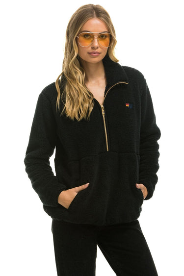 TEDDY UNISEX HALF ZIP JACKET - BLACK Unisex Outerwear Aviator Nation 