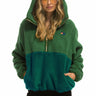TEDDY UNISEX HOODED HALF ZIP COLOR BLOCK JACKET - GARDEN GREEN Unisex Outerwear Aviator Nation 