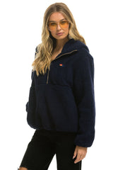 TEDDY UNISEX HOODED HALF ZIP JACKET - NAVY Women's Outerwear Aviator Nation 