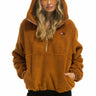 TEDDY UNISEX HOODED HALF ZIP JACKET - WHISKEY Women's Outerwear Aviator Nation 