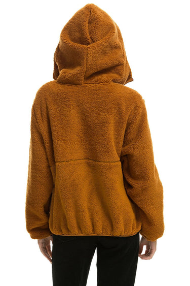 TEDDY UNISEX HOODED HALF ZIP JACKET - WHISKEY Women's Outerwear Aviator Nation 