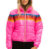 WOMEN'S 5 STRIPE LUXE APRES PUFFER JACKET - GLOSSY NEON PINK Jacket Aviator Nation 