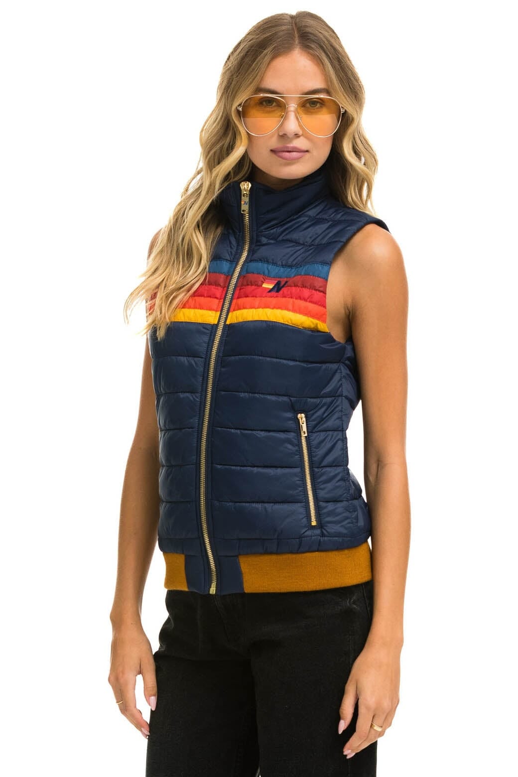 WOMEN'S 5 STRIPE VEST - NAVY Women's Vest Aviator Nation 