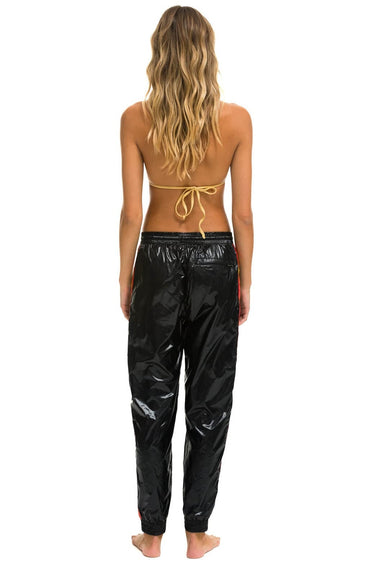 WOMEN'S 5 STRIPE WIND PANT - BLACK GLOSSY Women's Sweatpants Aviator Nation 