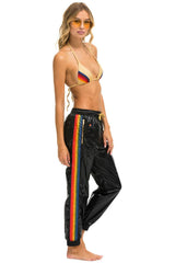 WOMEN'S 5 STRIPE WIND PANT - BLACK GLOSSY Women's Sweatpants Aviator Nation 