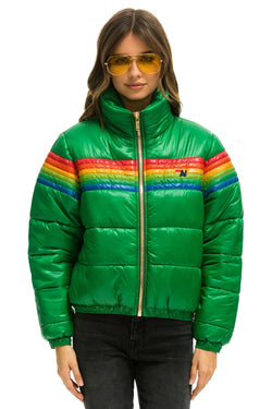 WOMEN'S 6 STRIPE LUXE APRES PUFFER JACKET - GLOSSY AMAZON Jacket Aviator Nation 