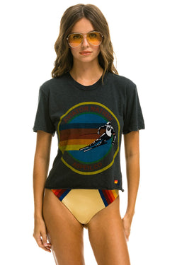 WOMEN'S SIGNATURE ASPEN BOYFRIEND TEE - CHARCOAL Boyfriend Tee Aviator Nation 