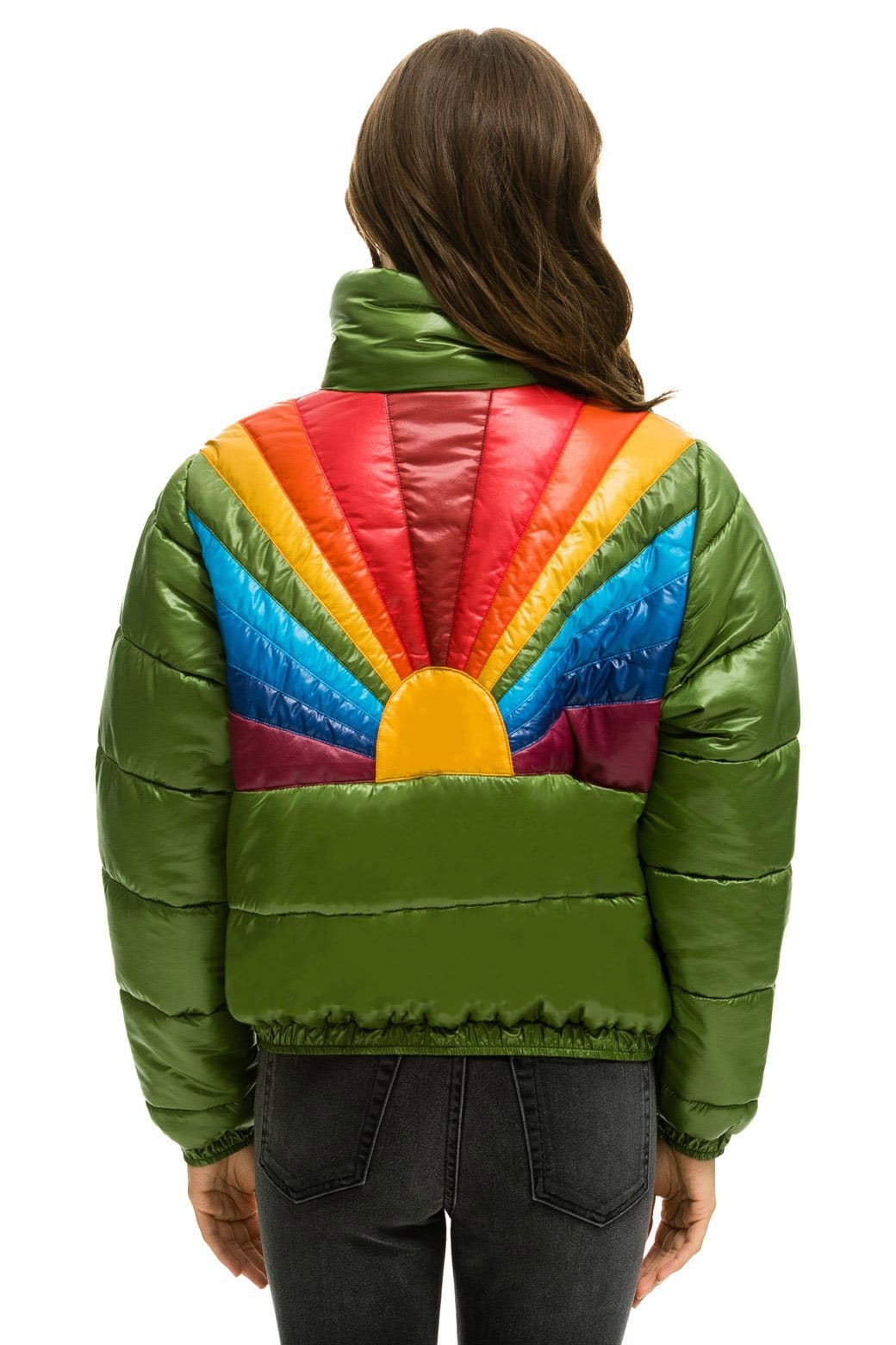 WOMEN'S SUNBURST APRES PUFFER JACKET - GLOSSY GARDEN GREEN Jacket Aviator Nation 
